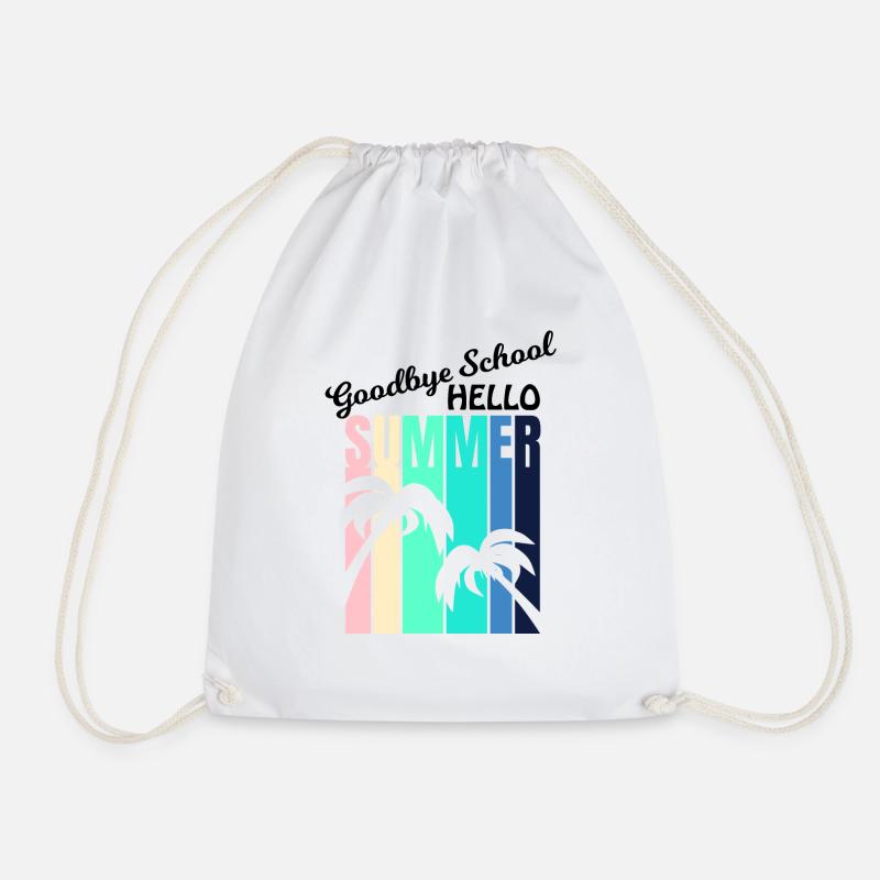 Goodbye School Hello Summer | Last day of school - Drawstring Bag - white