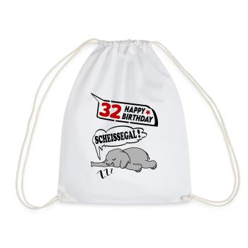 Geburtstag 32 Jahre Birthday Elefant Scheissegal - Turnbeutel - Weiß - Vorne