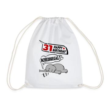 Geburtstag 31 Jahre Birthday Elefant Scheissegal - Turnbeutel - Weiß - Vorne