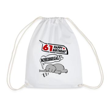 Geburtstag 61 Jahre Birthday Elefant Scheissegal - Turnbeutel - Weiß - Vorne