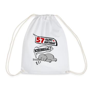 Geburtstag 57 Jahre Birthday Elefant Scheissegal - Turnbeutel - Weiß - Vorne