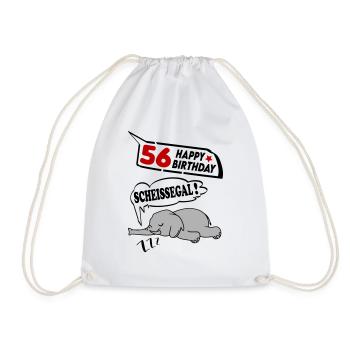 Geburtstag 56 Jahre Birthday Elefant Scheissegal - Turnbeutel - Weiß - Vorne