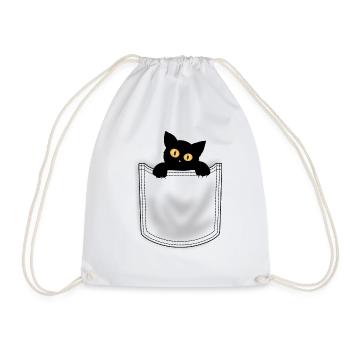 i love cat happy day - Drawstring Bag - white - Front