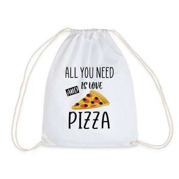all you need is love and pizza quote - Drawstring Bag - white - Front