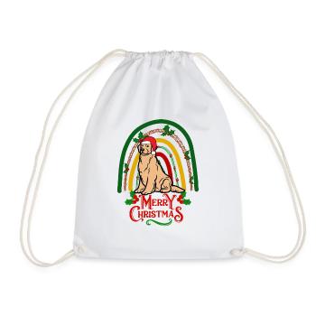 Golden Retriever Christmas Kawaii - Drawstring Bag - white - Front