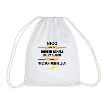 Nico unter harte Schale eines Großartigen Helden - Turnbeutel - Weiß - Vorne