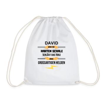David unter harte Schale eines Großartigen Helden - Turnbeutel - Weiß - Vorne
