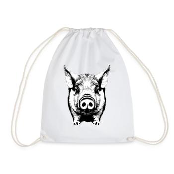 pig sweet pigs pigs animal animals 3 - Drawstring Bag - white - Front