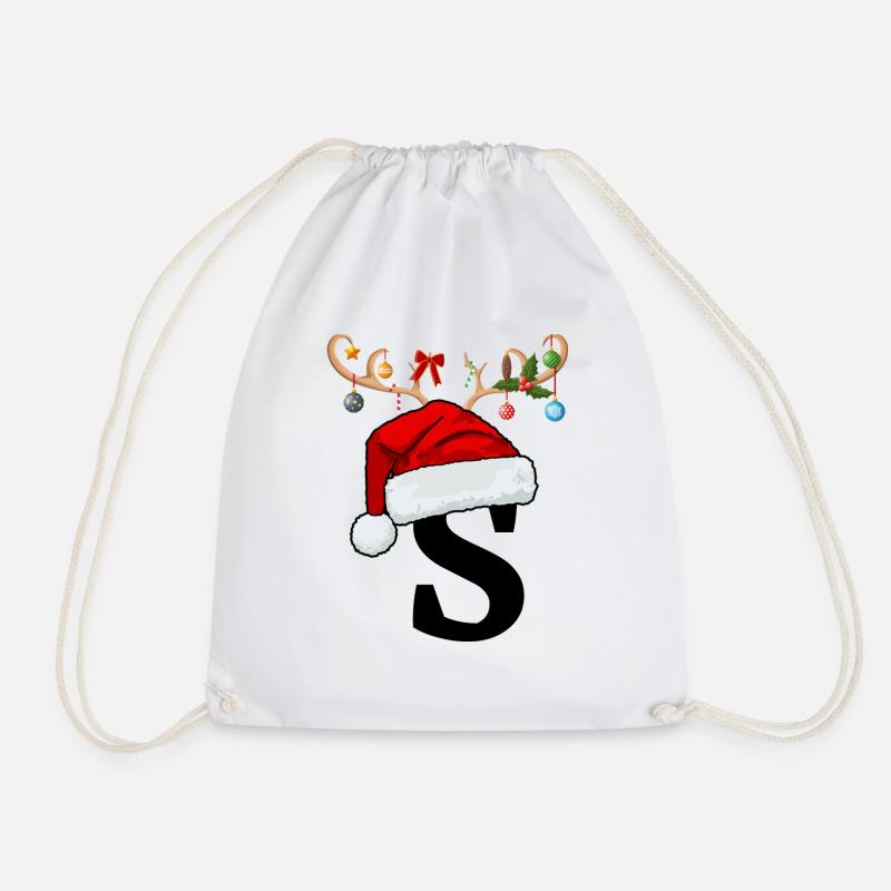 Brief S Weihnachtsmütze - Turnbeutel - Weiß