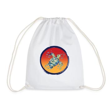 Turtle_Harmony - Drawstring Bag - white - Front