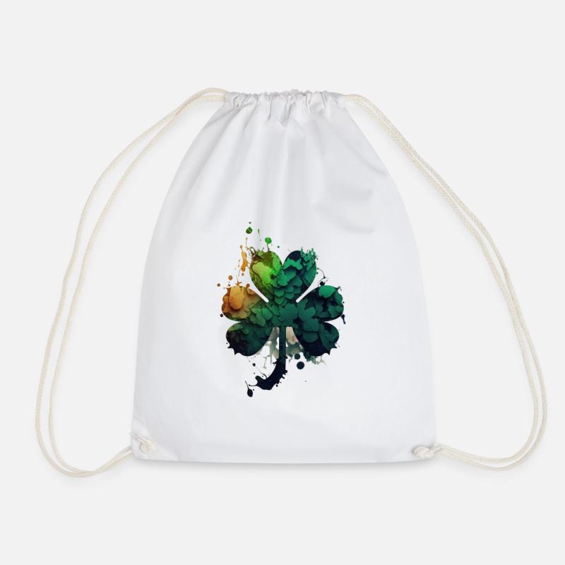 Irish Clover - Drawstring Bag - white
