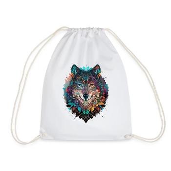 loup mystique mandala nature - Sac de sport léger - blanc - Devant