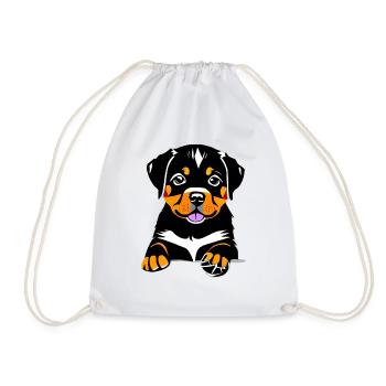 Dog puppy dog Rottweiler dogs Rottweiler puppy - Drawstring Bag - white - Front