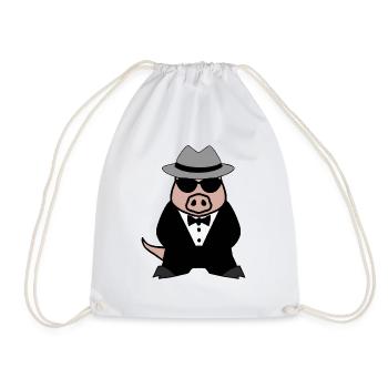 Gangster Pig Wild Boar Mafia Lunettes de soleil - Sac de sport léger - blanc - Devant