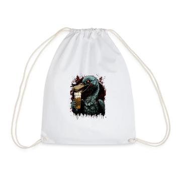 Cool horror duck with beer - creative and eye-catching - Drawstring Bag - white - Front