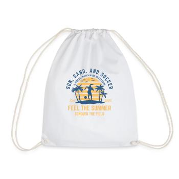 Soccer girl playing at the beach during sunset - Drawstring Bag - white - Front