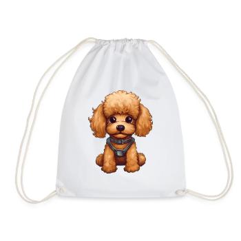 Sweet Baby Poodle Dog - Drawstring Bag - white - Front