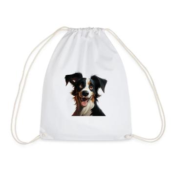Bande dessinée Border Collie - Sac de sport léger - blanc - Devant