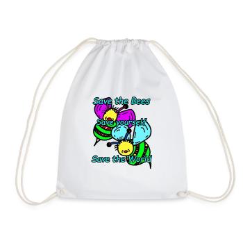 Bees - Drawstring Bag - white - Front