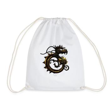 Steampunk - Dragon - Turnbeutel - Weiß - Vorne