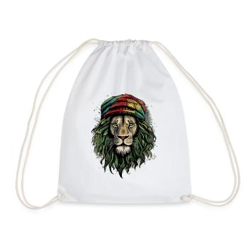 Jah rasta lion - Drawstring Bag - white - Front