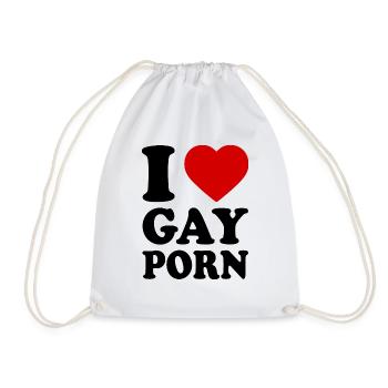I love gay porn - Drawstring Bag - white - Front