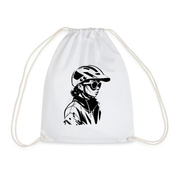 Cyclist - Drawstring Bag - white - Front