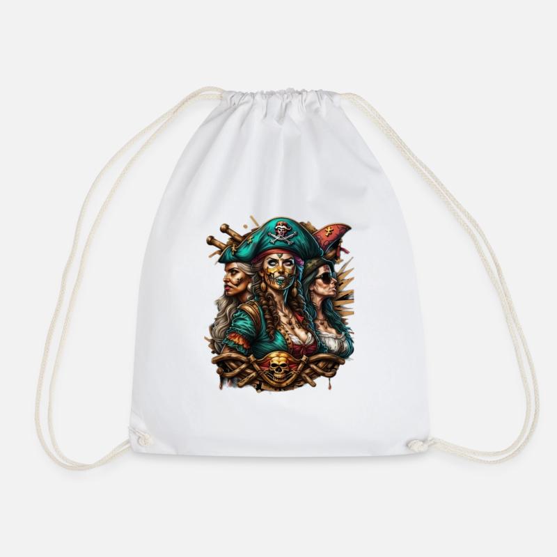 Pirates - Drawstring Bag - white