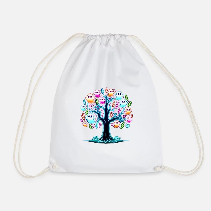 Neon Glow Ghost Tree T-Shirt - Turnbeutel - Weiß