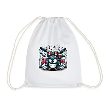 Drum Some Fun! 🥁 Whimsical Drum Set Character - Drawstring Bag - white - Front