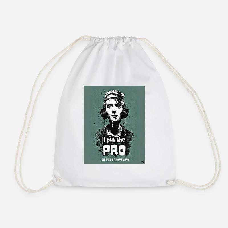 I put the pro in procrastinate - Drawstring Bag - white