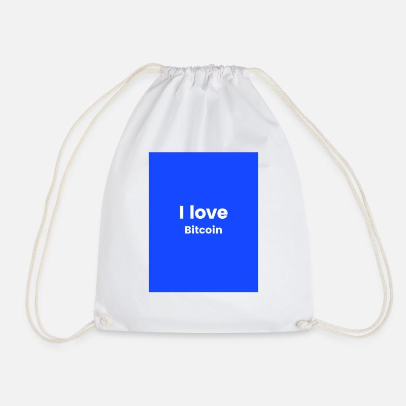 I love bitcoin - Drawstring Bag - white