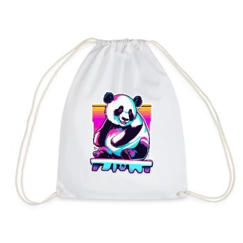 Panda / Animal / Zoo / Bamboo / Wild / Childlike - Drawstring Bag - white - Front