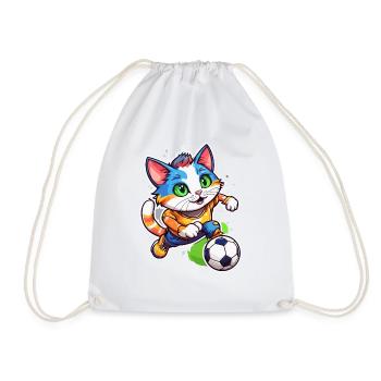 Chat de football / Animal / Football / But / Sports - Sac de sport léger - blanc - Devant