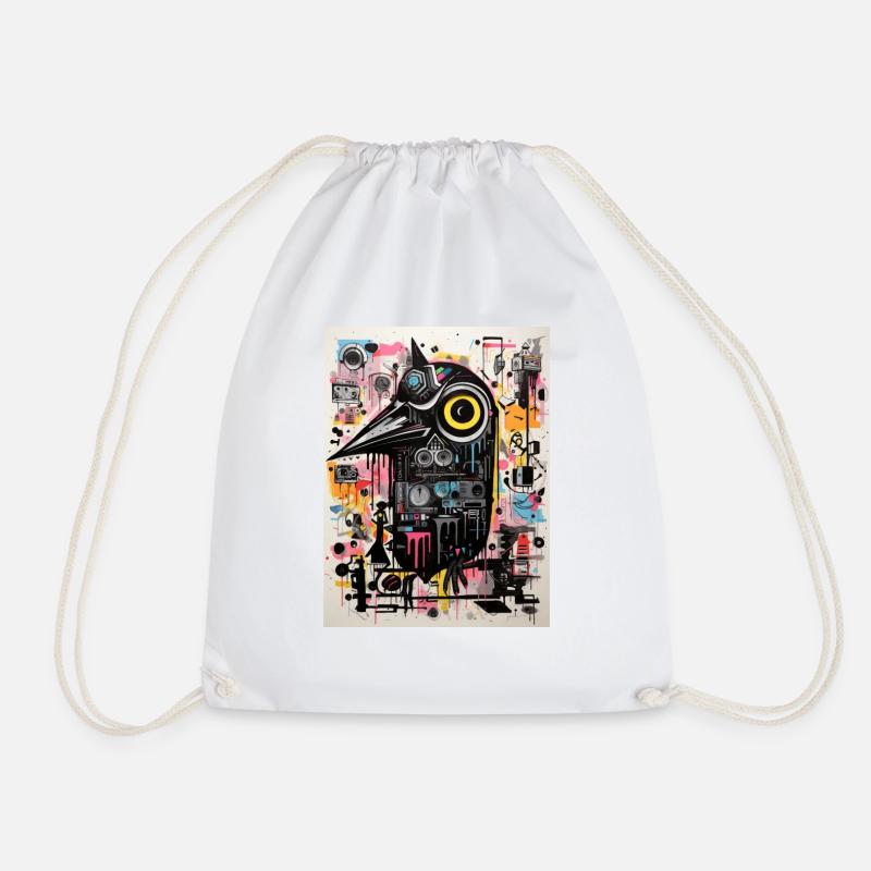 Graffiti Inspirations: Crow - Drawstring Bag - white