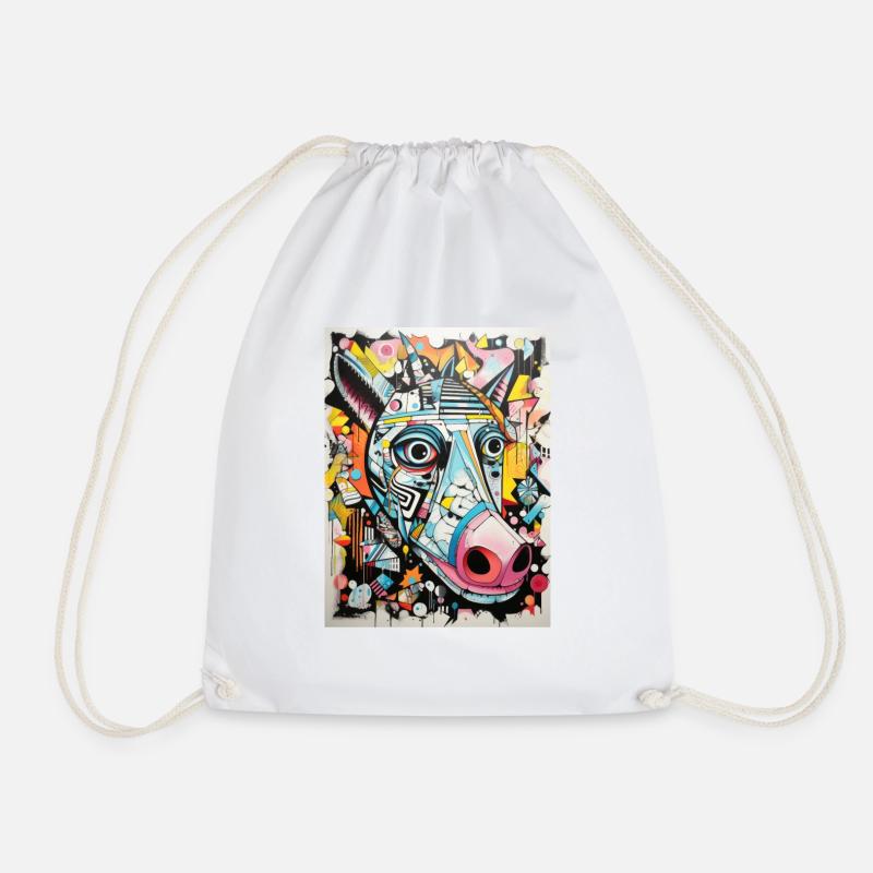 Tapir geometry abstract - Drawstring Bag - white