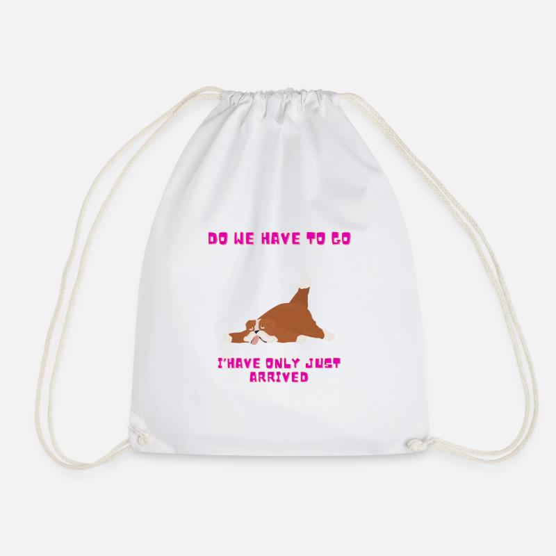 Tired Dog Gift - Drawstring Bag - white