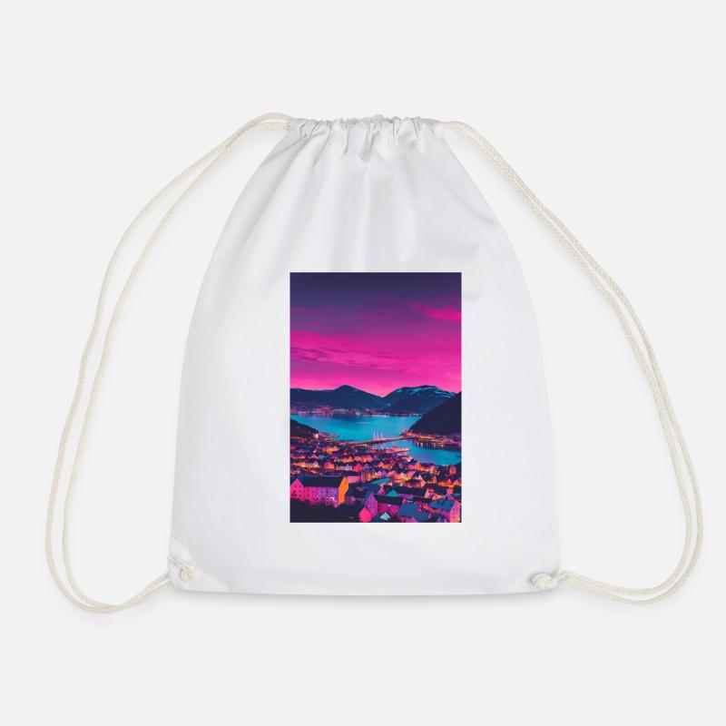 City in the sunset - Drawstring Bag - white