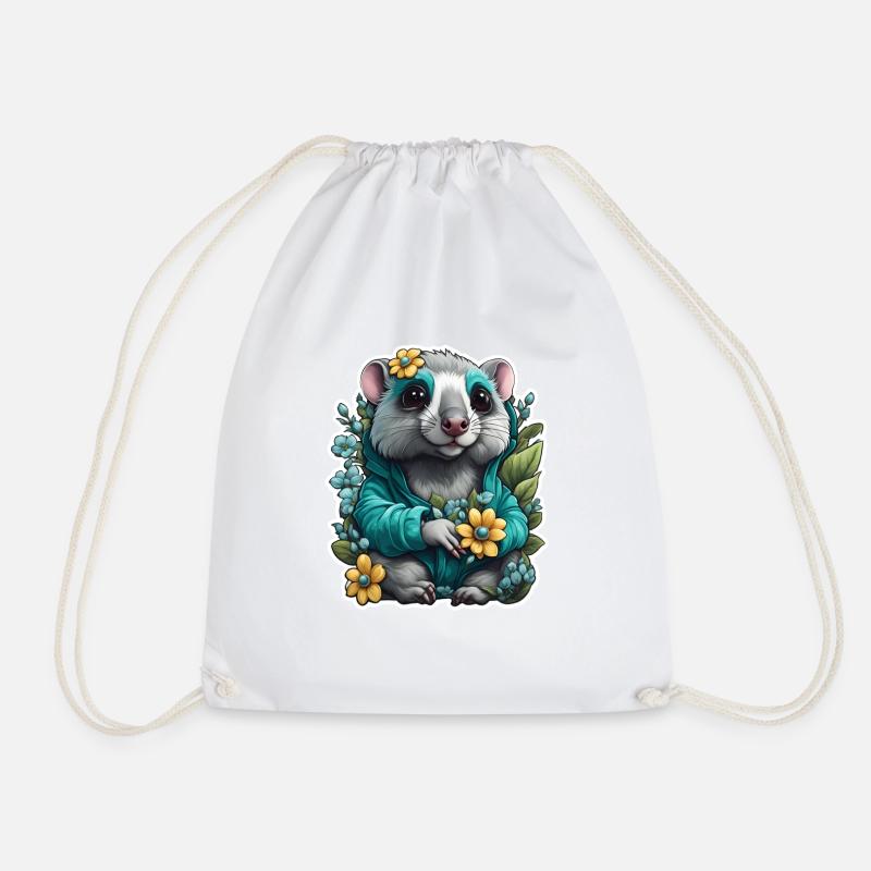 Lady O(possum) - Drawstring Bag - white