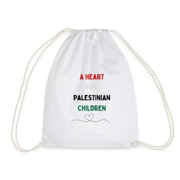 A heart for Palestinian children color - Drawstring Bag - white - Front