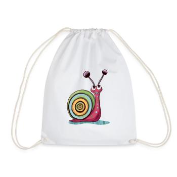 Cute Snail - Drawstring Bag - white - Front