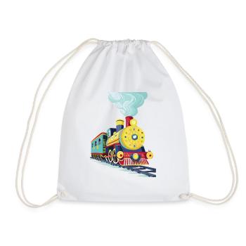 A cute locomotive - Drawstring Bag - white - Front