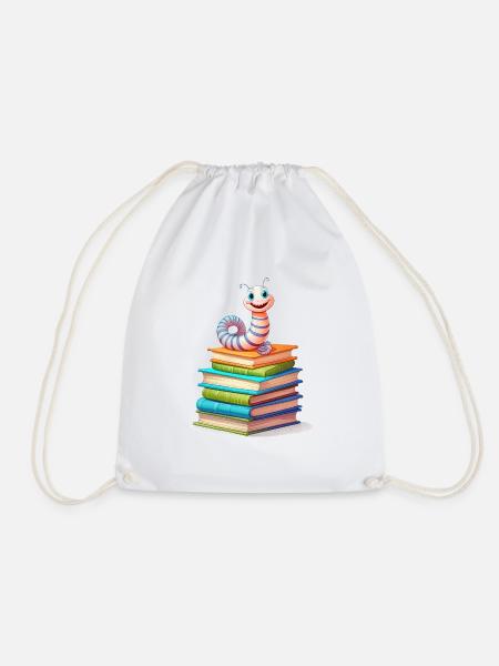 Bücherwurm - Turnbeutel - Weiß
