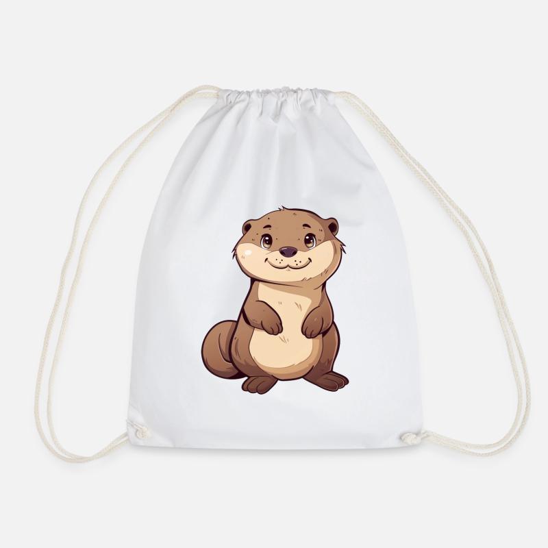 Weasel Otter - Drawstring Bag - white