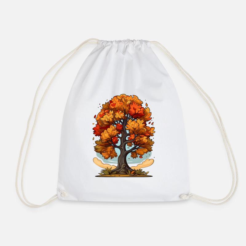 A tree in autumn - Drawstring Bag - white