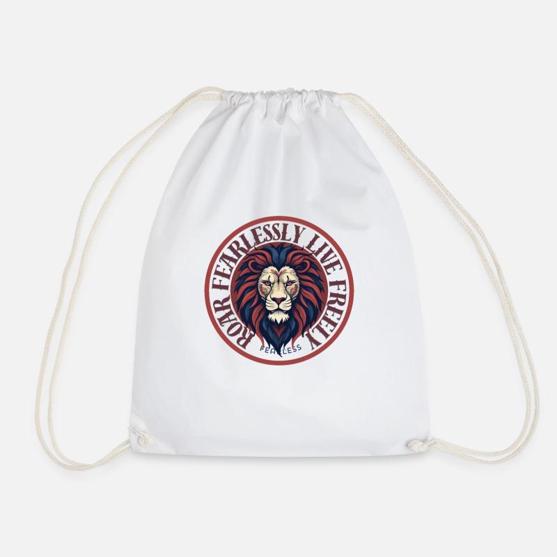 Roar Fearlessly, Live Freely - Drawstring Bag - white