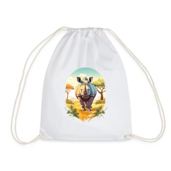 A rhinoceros in the savannah - Drawstring Bag - white - Front