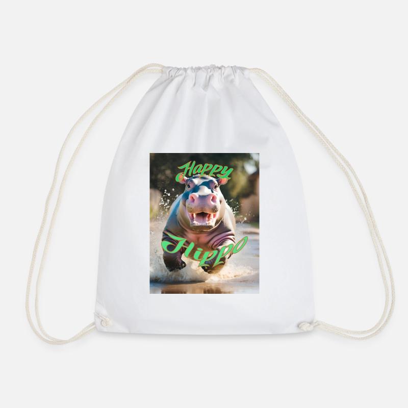 Happy Hippo - Turnbeutel - Weiß