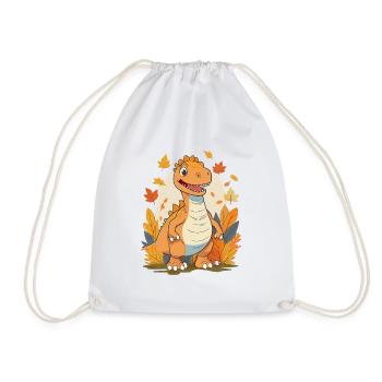 A dinosaur in autumn - Drawstring Bag - white - Front