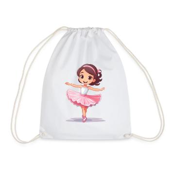 Ballet – Cute Ballerina Illustration - Drawstring Bag - white - Front